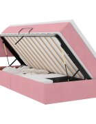 vidaXL LED легло за съхранение с матрак Розово 90 x 200 cm Кадифе