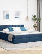 vidaXL LED легло за съхранение с матрак Синьо 200 x 200 cm Текстил