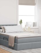vidaXL LED легло за съхранение с матрак Светлосиво 120 x 190 cm