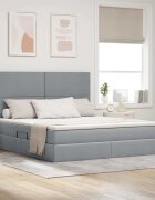 vidaXL LED легло за съхранение с матрак Светлосиво 160 x 200 cm