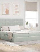 vidaXL LED легло за съхранение с матрак Светлосиво 180 x 200 cm Кадифе