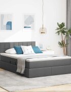 vidaXL LED легло за съхранение с матрак Тъмносиво 140 x 200 cm Текстил
