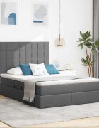 vidaXL LED легло за съхранение с матрак Тъмносиво 140 x 200 cm Текстил