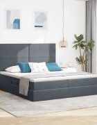 vidaXL LED легло за съхранение с матрак Тъмносиво 180 x 200 cm Кадифе
