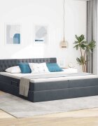 vidaXL LED легло за съхранение с матрак Тъмносиво 180 x 200 cm Кадифе