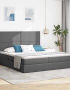 vidaXL LED легло за съхранение с матрак Тъмносиво 180 x 200 cm Текстил