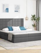 vidaXL LED легло за съхранение с матрак Тъмносиво 180 x 200 cm Текстил