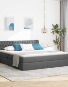 vidaXL LED легло за съхранение с матрак Тъмносиво 180 x 200 cm Текстил