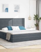 vidaXL LED легло за съхранение с матрак Тъмносиво 200 x 200 cm Кадифе