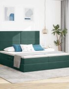 vidaXL LED легло за съхранение с матрак Тъмнозелено 180 x 200 cm