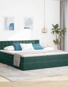 vidaXL LED легло за съхранение с матрак Тъмнозелено 180 x 200 cm