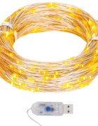 vidaXL LED микро стринг лампички 40 м 400 LED топло бяло 8 функции