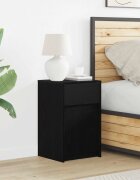 vidaXL LED нощно шкафче Черен дъб 38 x 34 x 61 см Инженерна дървесина