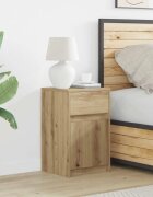vidaXL LED нощно шкафче дъб артизан 38 x 34 x 61 см