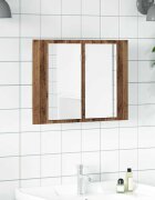 vidaXL LED огледален шкаф старо дърво 60x12x45 см инженерно дърво