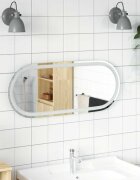 vidaXL LED огледало за баня 90x40 см овално
