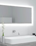 vidaXL LED огледало за баня бетонно сиво 100x85x37 см акрил