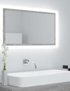 vidaXL LED огледало за баня бетонно сиво 80x85x37 см акрил