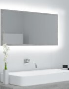 vidaXL LED огледало за баня бетонно сиво 90x85x37 см акрил