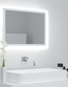vidaXL LED огледало за баня бяло 60x85x37 см акрил