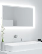 vidaXL LED огледало за баня бяло 80x85x37 см акрил