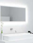 vidaXL LED огледало за баня бяло 90x85x37 см акрил