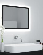 vidaXL LED огледало за баня черно 60x85x37 см акрил