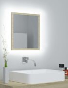 vidaXL LED огледало за баня дъб сонома 40x85x37 см акрил