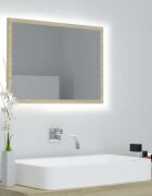 vidaXL LED огледало за баня дъб сонома 60x85x37 см акрил