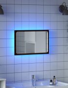 vidaXL LED огледало за баня кафяв дъб 60x85x38 см инженерно дърво