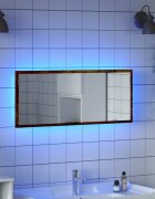 vidaXL LED огледало за баня опушен дъб 100x85x37 cm