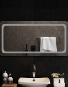 vidaXL LED огледало за баня Прозрачен 100 x 50 cm закалено стъкло