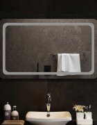 vidaXL LED огледало за баня Прозрачен 100 x 60 cm закалено стъкло