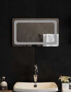 vidaXL LED огледало за баня Прозрачен 50 x 30 cm закалено стъкло