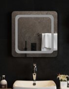 vidaXL LED огледало за баня Прозрачен 50 x 50 cm закалено стъкло