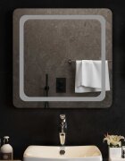 vidaXL LED огледало за баня Прозрачен 60 x 60 cm закалено стъкло
