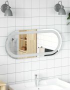 vidaXL LED огледало за баня Прозрачен 70 x 30 cm закалено стъкло
