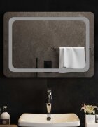 vidaXL LED огледало за баня Прозрачен 70 x 50 cm закалено стъкло
