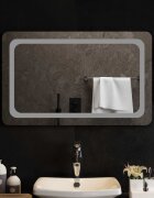vidaXL LED огледало за баня Прозрачен 80 x 50 cm закалено стъкло