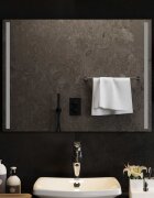 vidaXL LED огледало за баня Прозрачен 80 x 60 cm закалено стъкло