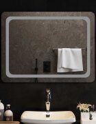 vidaXL LED огледало за баня Прозрачен 80 x 60 cm закалено стъкло
