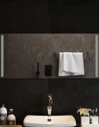 vidaXL LED огледало за баня Прозрачен 90 x 40 cm закалено стъкло