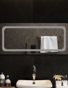 vidaXL LED огледало за баня Прозрачен 90 x 40 cm закалено стъкло