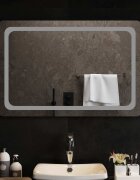 vidaXL LED огледало за баня Прозрачен 90 x 60 cm закалено стъкло