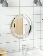 vidaXL LED огледало за баня Прозрачен Ø 30 cm закалено стъкло