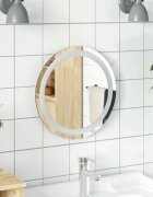 vidaXL LED огледало за баня Прозрачен Ø 40 cm закалено стъкло
