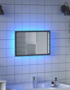 vidaXL LED огледало за баня сив сонома 60x85x38 см инженерно дърво