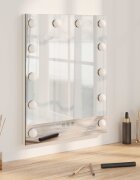 vidaXL LED огледало за гримиране Бяло 44 x 10 x 53 см Стъкло и стомана