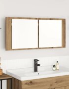 vidaXL LED Огледало за Съхранение Дъб 100 x 12 x 45 см