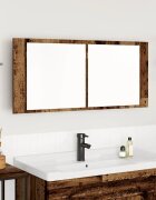 vidaXL LED Огледало за Съхранение Старо дърво 100 x 12 x 45 см